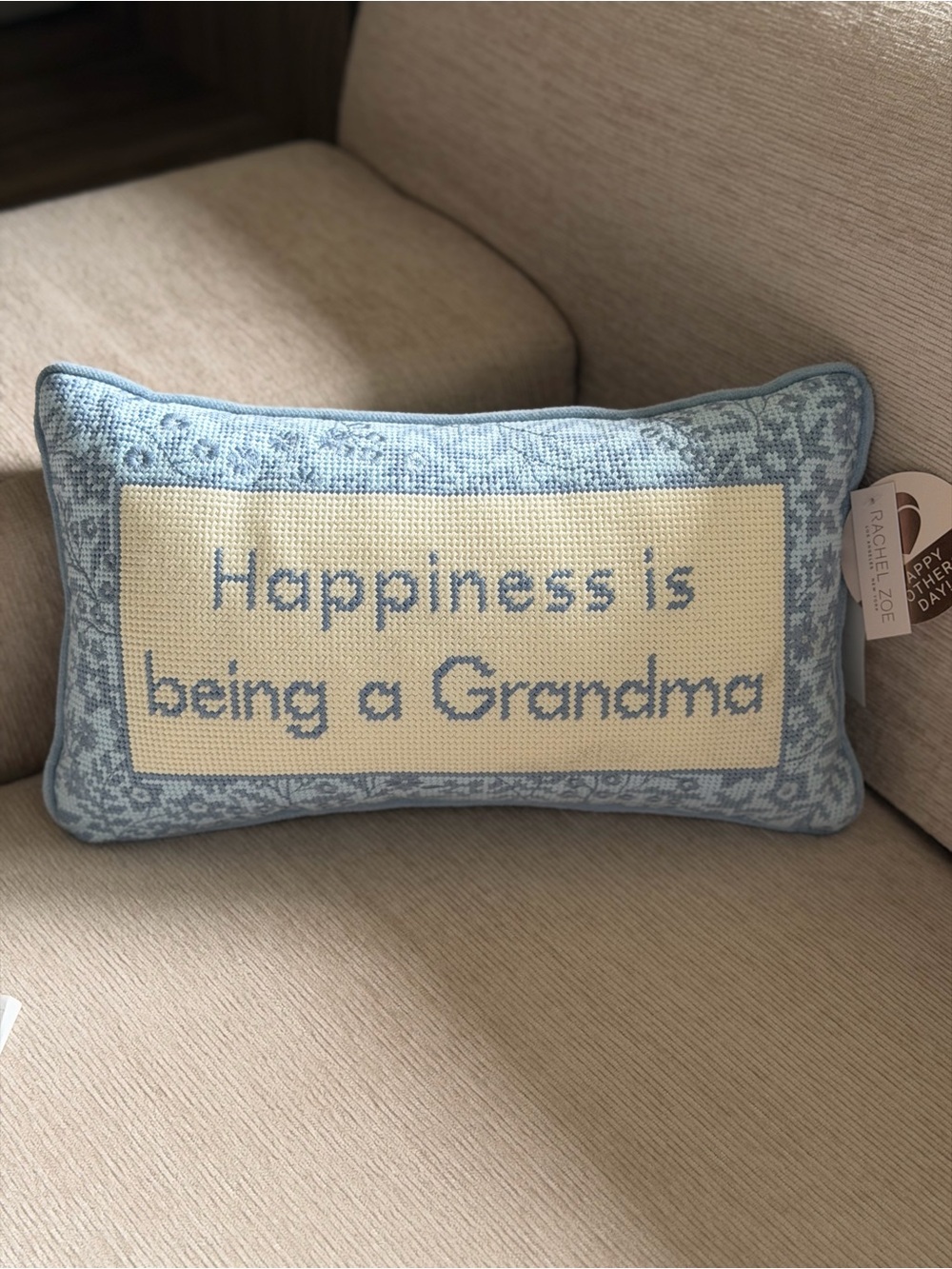 Happiness Is Being A Grandma Needlepoint Pillow Rachel Zoe Mothers Day Gift